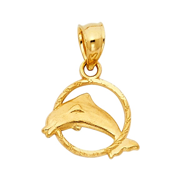 14K Yellow Gold Dolphin Pendant